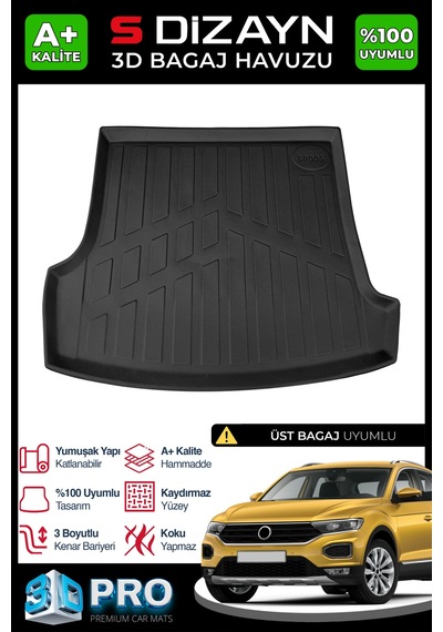 S-dizayn Vw T-roc 3d Pro Bagaj Havuzu Üst Bagaj 2019 Üzeri A+ Kalite