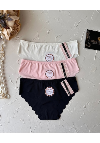 Mikro Lazer Kaşkorse Fitilli Kumaş Normal Bel Dikişsiz Slip/külot Siyah