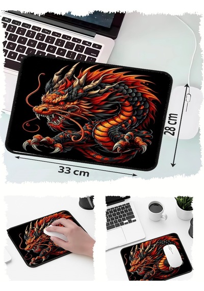 Dragon Ejderha Tasarımlı 33x28 Cm Mousepad Kaymaz Taban Rahat Konforlu Mouse Pad