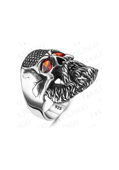 Takılingo 925 Ayar Gümüş Gotik Model Motorcu Biker Tasarımlı Erkek Yüzük Gümüş