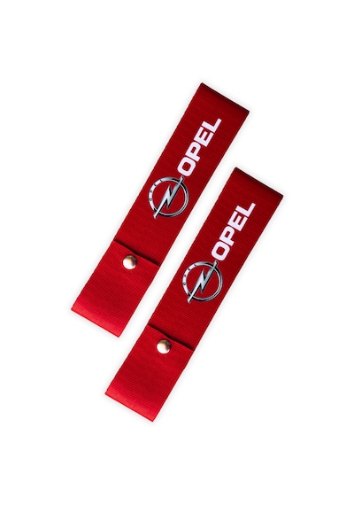 Opel Logolu Kırmızı Renk Yüksek Kalite Tampon Dili & Çeki İpi 2'li Set Kırmızı