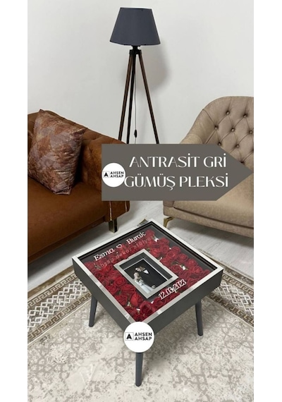 Ahsen Ahşap Fotoğraflı Anı Sehpası Antrasit4