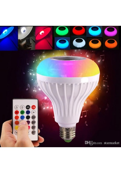 Bluetoothlu Hoparlörlü Led Ampul Kumandalı 16 Renkli Disko Ampul