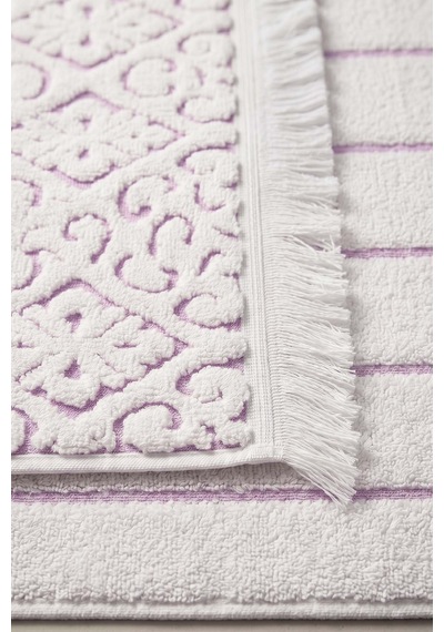 Aflora Lila %100 Pamuk Ayak Havlusu - 60x130 Cm Beyaz