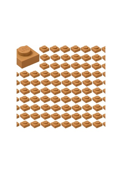 Yedek Parçalar: Plate: 100 Adet 1x1 Plate Parts Plaka Parçası Medium Nougat - Nuga 3024