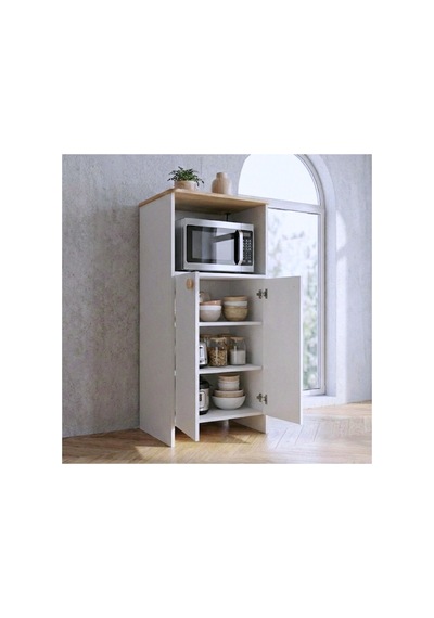 Mikrodalga Fırın Bölmeli Çok Amaçlı Mutfak Dolabı Beyaz / Safir Meşe 137cm Beyaz - 865123326 Beyaz