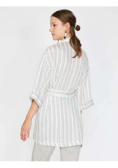 Koton Çizgili Kimono Siyah Çizgili 9yak58187cw