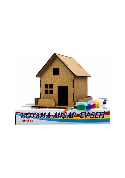 Ahşap Boyama Ev Seti Çitli Ev Ölçüye Dikat