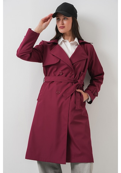 Bigdart 5918 Kruvaze Yaka Trençkot - Bordo