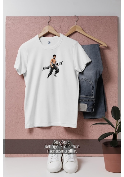 Oversize Bruce Lee, Celebrities Tasarımlı Unisex T-shirt Beyaz
