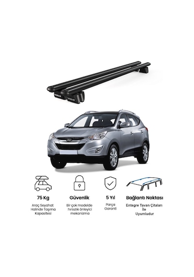 Pençe Hyundai Ix35 2010-2015 Uyumlu Siyah Ara Atkı Port Bagaj Tavan Barı