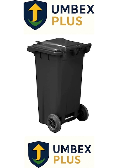 Umbex Tıbbı Atık Plastik Çöp Konteyneri 120 Litre Konteyner - A Isıya Karşı Dayanıklı- Siyah