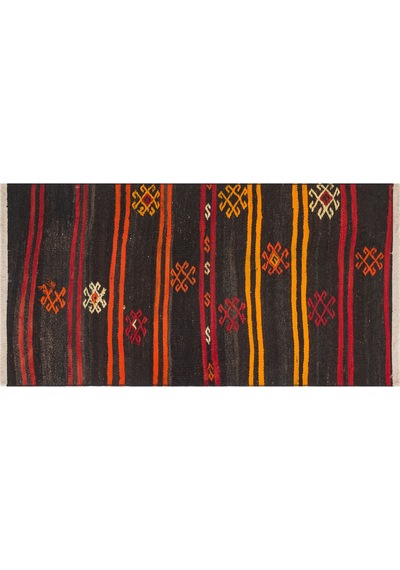 Siyah Turuncu Rengi El Dokuma Sivas Kilim