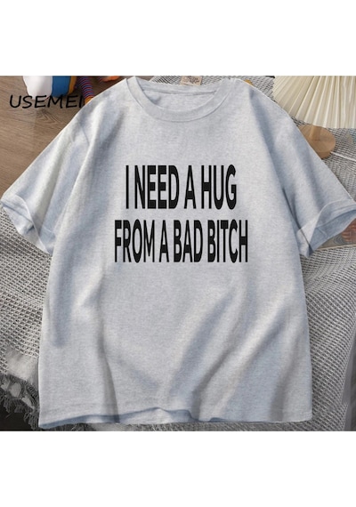 Flood Of Style Ben Kötü Bir T-shirt Erkekler Pamuk Kısa Kollu T Shirt Ummer Baskı Rahat Baskılı Tişört Erkek Gri