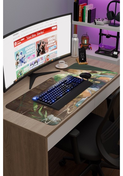 Baizhu Genshin Impact Anime Gacha V1 - 90x40 Xxl Gaming Mouse Pad Fare Altlığı
