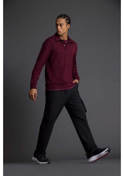 Defacto Standart Fit Polo Yaka Modal Sporcu Sweatshirt G3596ax25wnbr34 Bordo-br34