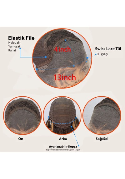 Koyu Kumral Fiber Sen Front Lace Tül Peruk