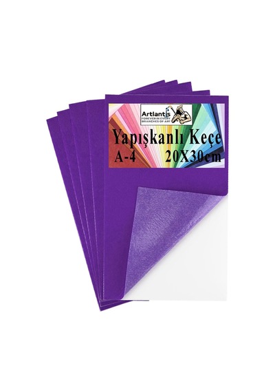 Yapışkanlı Keçe A4 20x30 Cm 5 Li 1 Paket 2.0 Mm Kendinden Yapışkanlı Renkli Hobi Keçesi Elişi Keçe Kumaşı Anasınıfı Kreş Mor