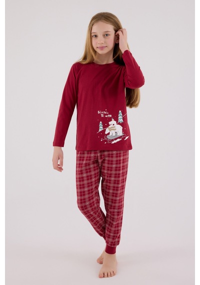 Arnetta Kız Çocuk Bordo Pijama Takımı Ar3445-c-v1 Bordo