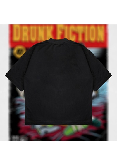 Startmore Drunk Fiction Oversize Unisex Pamuklu Nefes Alan Kalın Kumaşlı Siyah