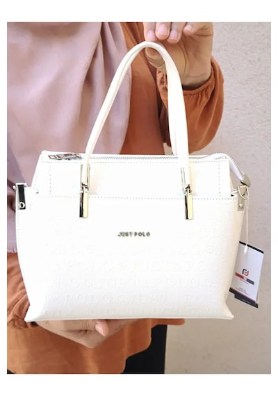 Just Polo Kadın Günlük Kullanıma Uygun Ayarlanabilir Askılı Şık El & Omuz Çantası Shoulder Bag Beyaz