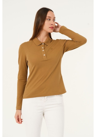 Msw Kadın Uzun Kollu Regular Fit Polo Yaka T-shirt Camel Msw Kadın Uzun Kollu Regular Fit Polo Yaka T-shirt Camel