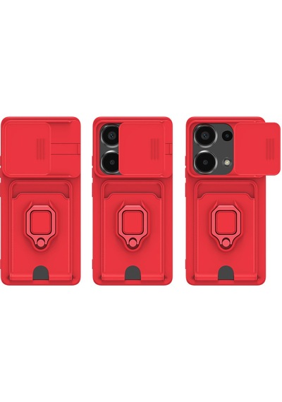 Newface Xiaomi Redmi Note 13 Pro 4g Kılıf Zuma Kartvizitli Yüzüklü Silikon - Pembe Pembe