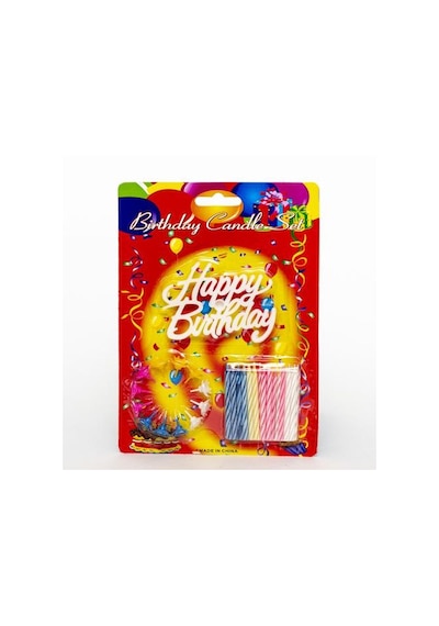 Rengarenk Mumlu Beyaz Happy Birthday Yazılı Doğum Günü Mumu 12 Adet Diğer