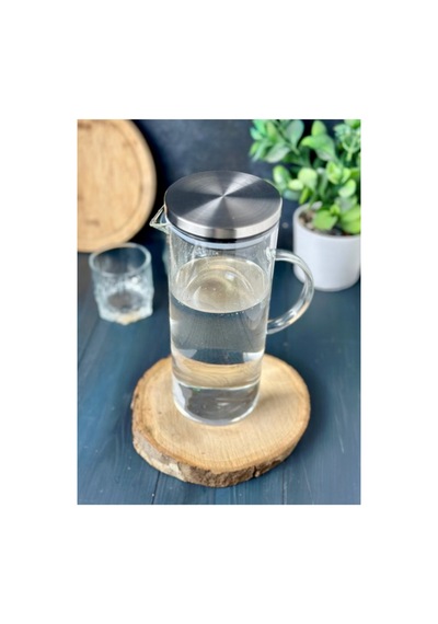 İnox Metal Kapaklı Borosilikat Cam 1500 Ml Sürahi Ateşe Isıya Dayanıklı Sürahi Şeffaf 598427690