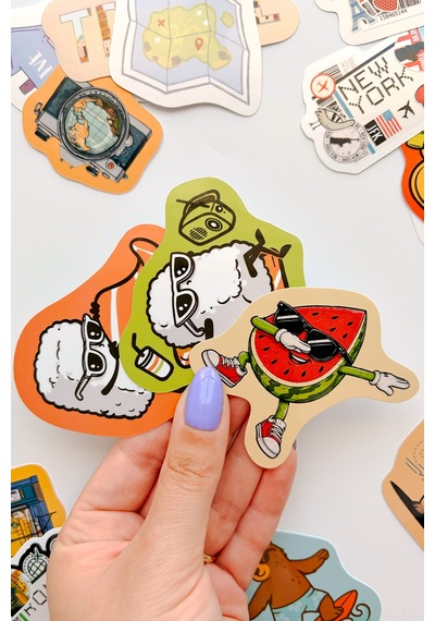 Tatil Ve Seyahat Temalı Sticker Paketi 30 Parça Su Geçirmez Travel Valiz Laptop Termos Telefon Etiket Seti Diğer