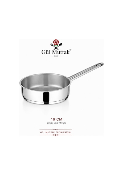 3'lü Yağ Tava Paslanmaz Çelik 16 Cm -18 Cm -20 Cm Gümüş