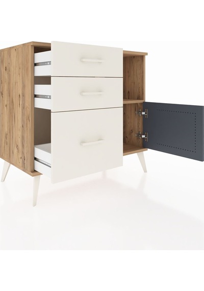 Hyperion Şifonyer Tek Raflı 3 Çekmeceli Tek Kapaklı 88x44x80 Çam-antrasit/aytaşı Antrasit/aytaşı Hyperion Şifonyer Tek Raflı 3 Çekmeceli Tek Kapaklı 88x44x80 Çam-antrasit/aytaşı Antrasit/aytaşı