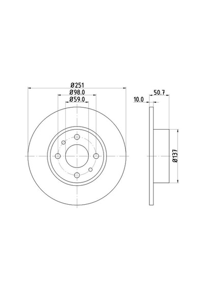 FERODO DDF066 Fren Diski Arka Linea 07- Bravo II 07- Stilo 01- / 164 87- Düz 251Mm