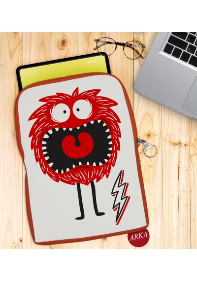 Bk Gift Sevimli Canavar Tasarımlı Taşınabilir Koruyucu Tablet Kılıfı & Organizer Çanta - Turuncu-1