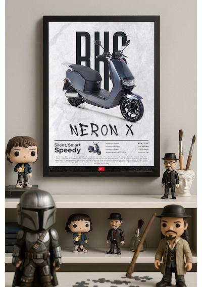 Rks Neron X Siyah Ahşap Çerçeveli Poster, Dekoratif Motosiklet Duvar Tablosu