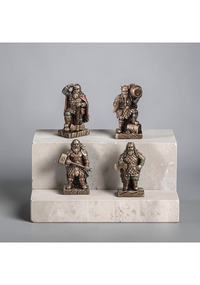 Wıse 4 Lü Viking Savaşçıları Dekoratif Obje Seti Poliresin Koleksiyon Figürleri -