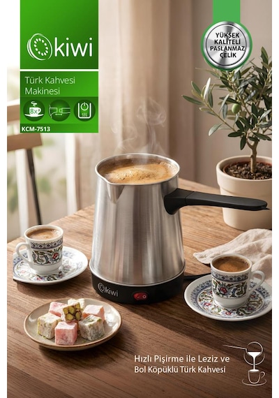 Kiwi Kcm-7513 Türk Kahvesi Makinesi 700 Ml & 8 Fincan Kapasite & Paslanmaz Çelik
