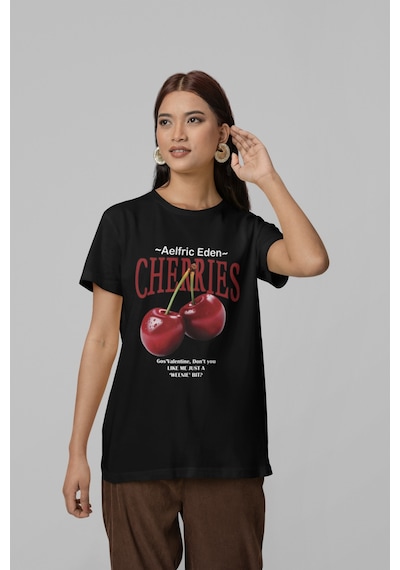 Nevermind Unisex Erkek/kadın Cherrıes Özel Baskılı Oversize Pamuklu Bisikle Siyah Nevermind Unisex Erkek/kadın Cherrıes Özel Baskılı Oversize Pamuklu Bisikle Siyah