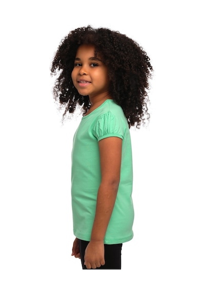 Lovetti Pastel Yeşil Kız Çocuk Kısa Kollu Basıc Tişört 31001Y021 Yeşil