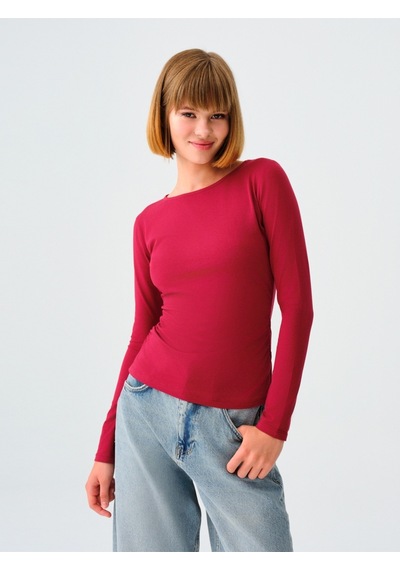 Fitted Kadın Tshirt U.kol Burgundy