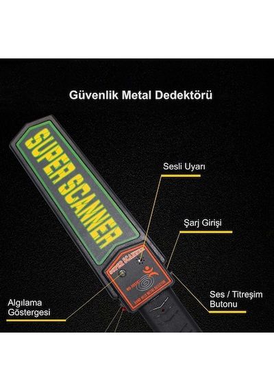 Super Scanner Md-3003b1 El Tipi Güvenlik Üst Arama Dedektörü 9v Pil Dahil