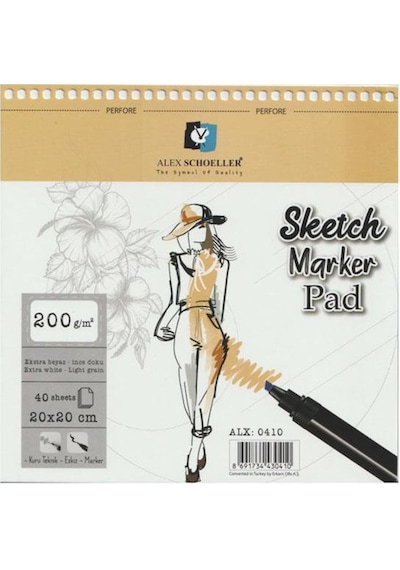 Alex Shoeller 20X20 Spralli Resim Defteri Çok Renkli