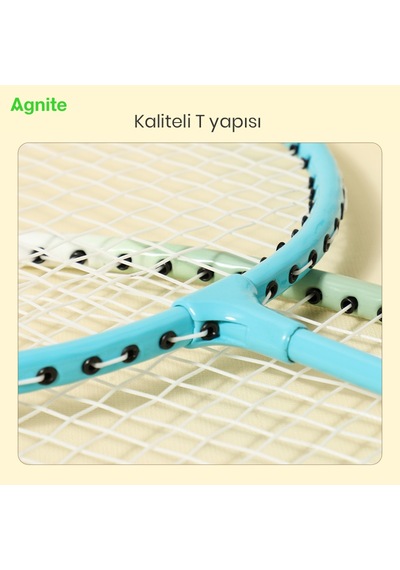 Agnıte Er501 Badminton Raketi Demir Alaşımlı Tekli Paket Mavi/yeşil