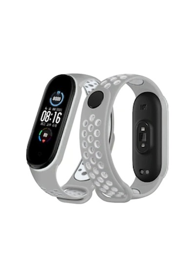 Ugr02 Xiaomi Mi Band 4 Spor Delikli Kordon - Gri-beyaz