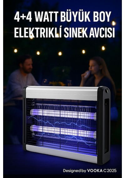 Sinek Öldürücü 4+4w Uv Işıklı Büyük Boy Elektrikli Sinek Avcısı Sessiz Ve Etkili Böcek Öldürücü Ciha