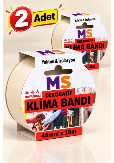 2 Adet Yapışkansız Gerdir Ve Sar Klima Bandı Dekoratif Krem 48 Mm X 18 Metre İzolasyon Bantı Borusu