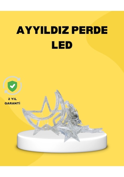 Hubrendy Tekno 126 Led Li Yıldız Ay Perde Işık Prizden Çalışan Dekoratif Aydınlatma