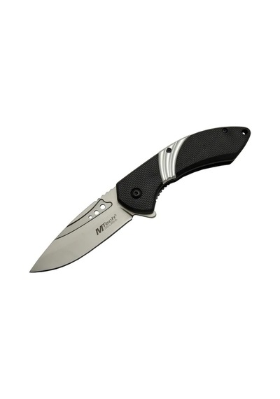 Mtech 4214 Beyaz Kamp Çakı 20cm- Yarı Otomatik, Kemerlikli, Oluklu