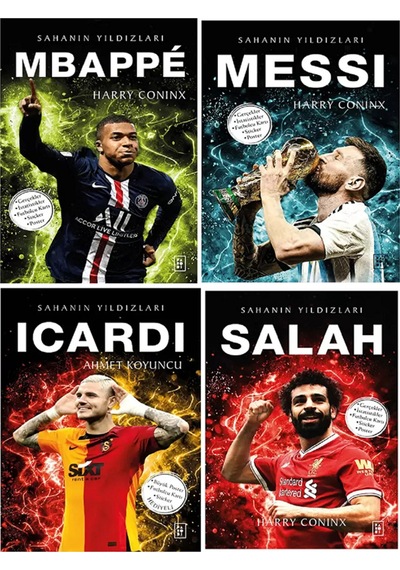 Futbol Sahanın Yıldızları Mbappe - Messi - Salah - İcardi Poster Sticker Futbolcu Kartı Hediyeli