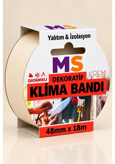 Yapışkansız Gerdir Ve Sar Klima Bandı Dekoratif Krem 48 Mm X 18 Metre İzolasyon Bantı Borusu